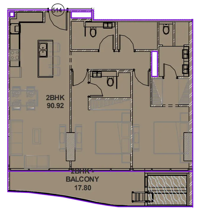 2 BR floor plan