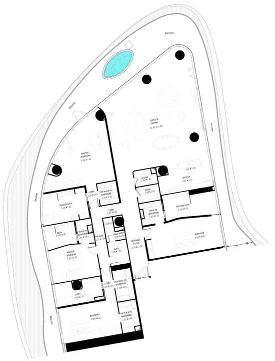 4 BR floor plan