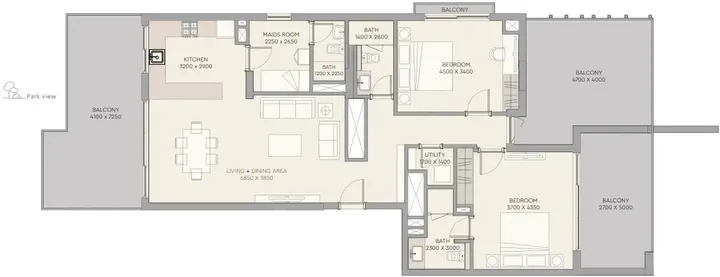 2 BR floor plan