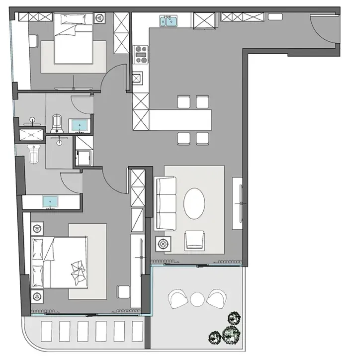 2 BR floor plan