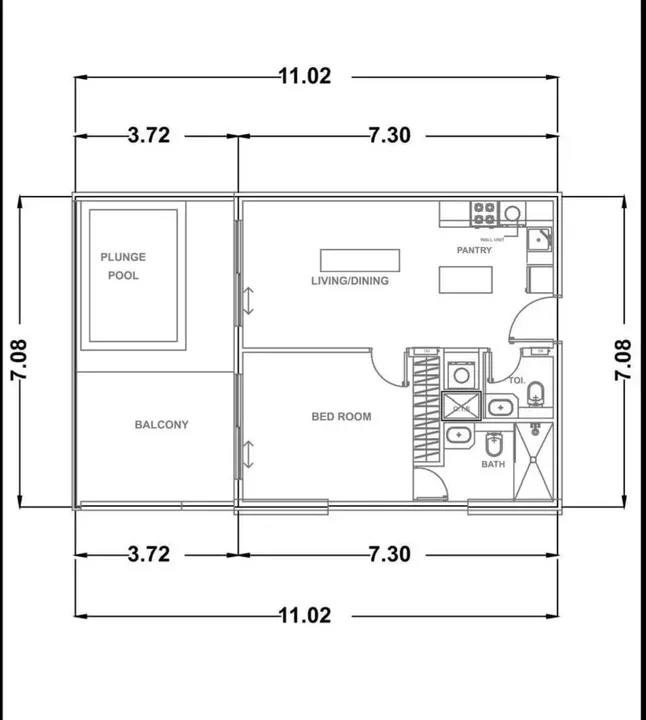 1 BR floor plan