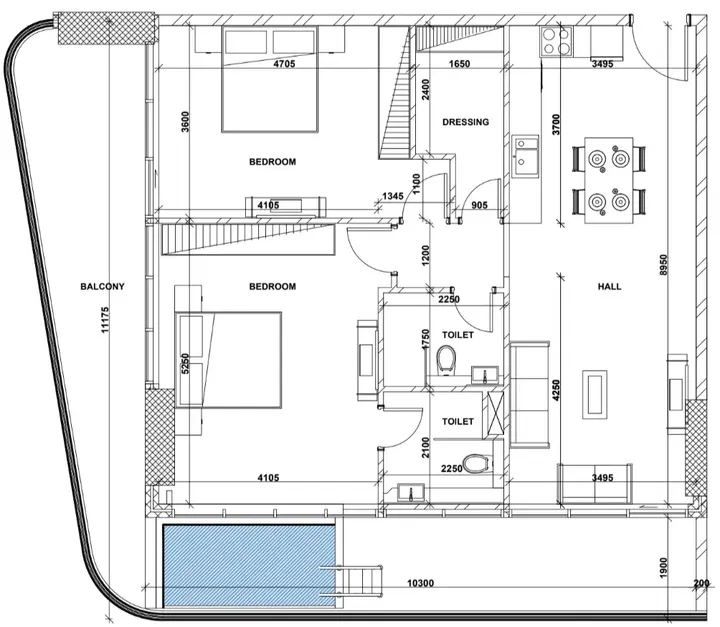2 BR floor plan