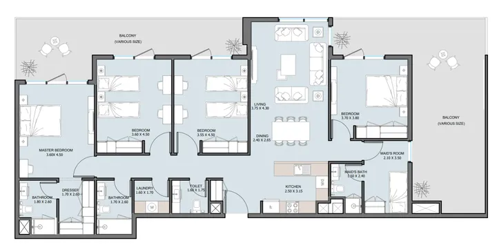 4 BR floor plan