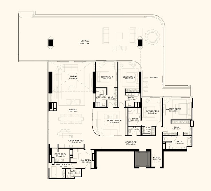 4 BR floor plan