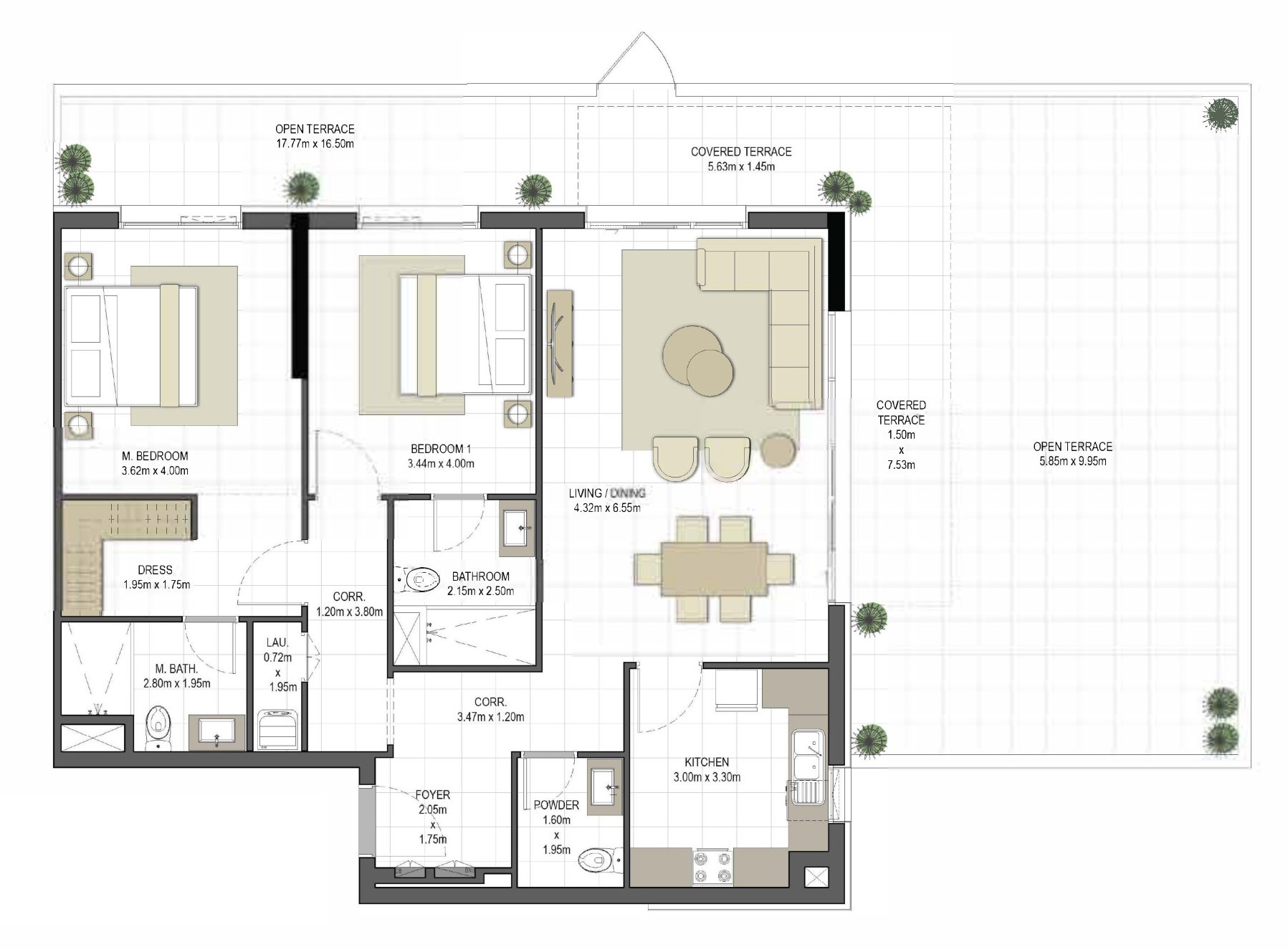 2 BR floor plan
