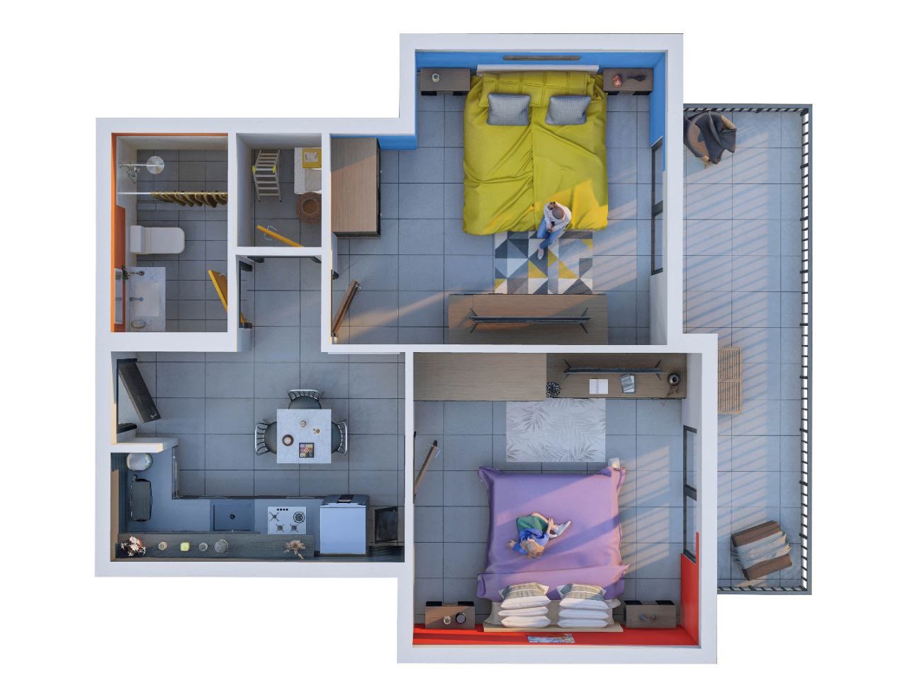 2 BR floor plan