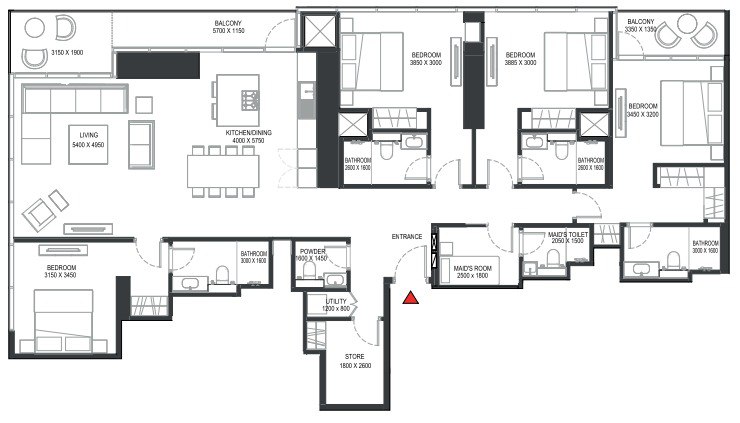 4 BR floor plan