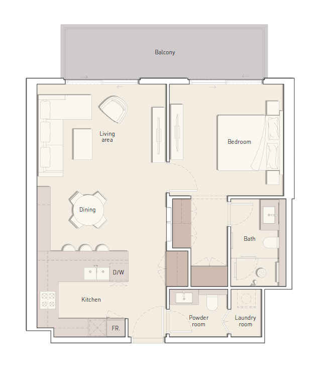 1 BR floor plan