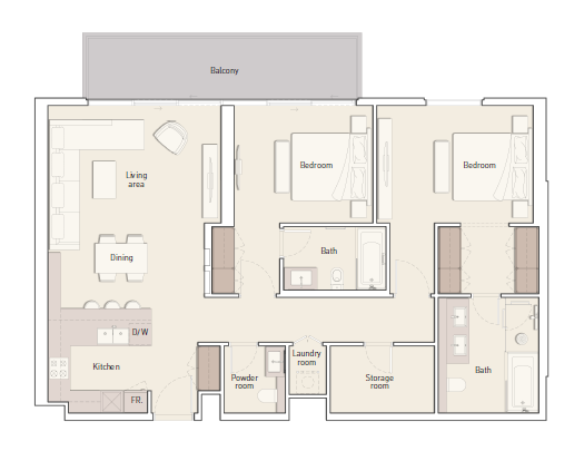 2 BR floor plan