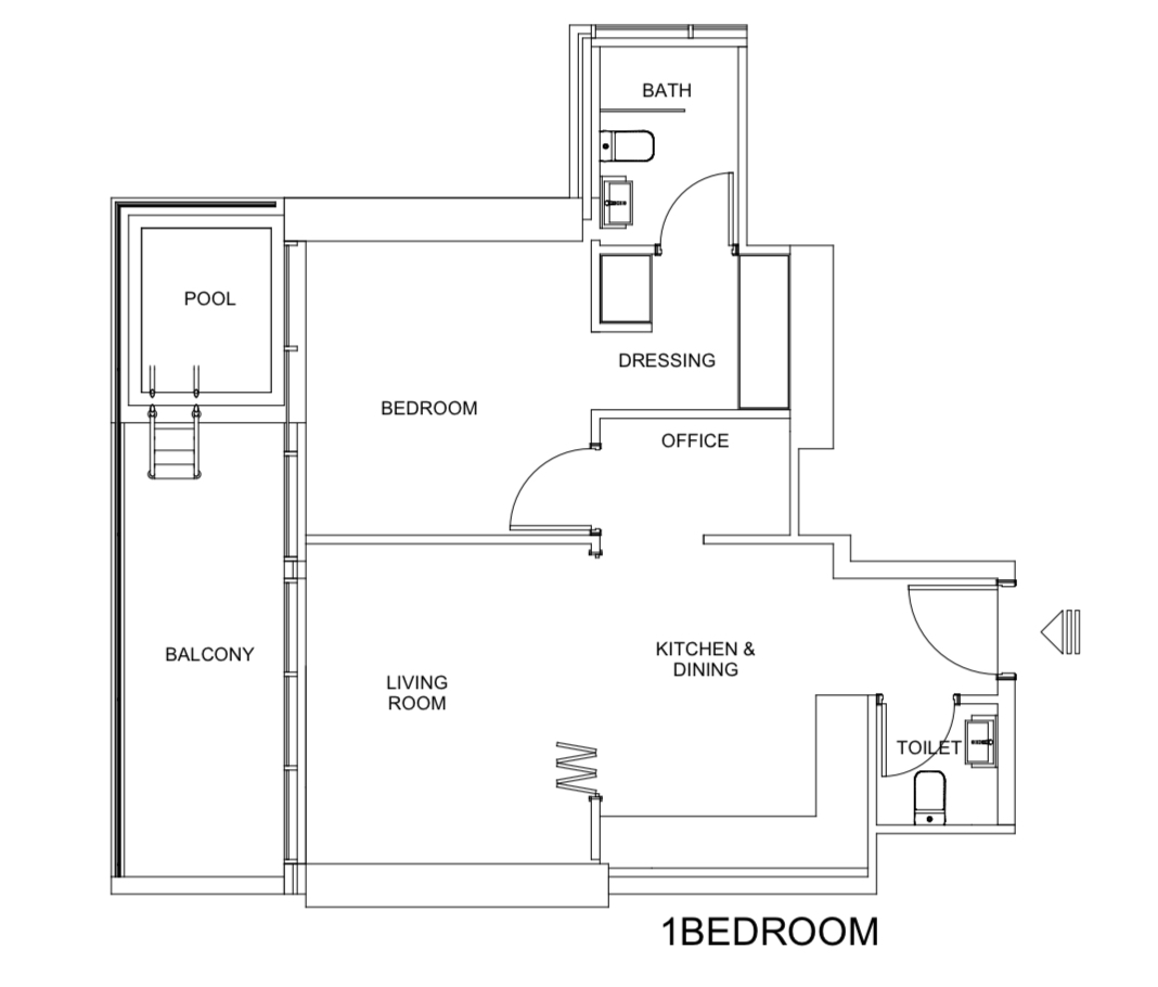 1 BR floor plan