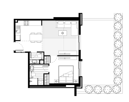 1 BR floor plan