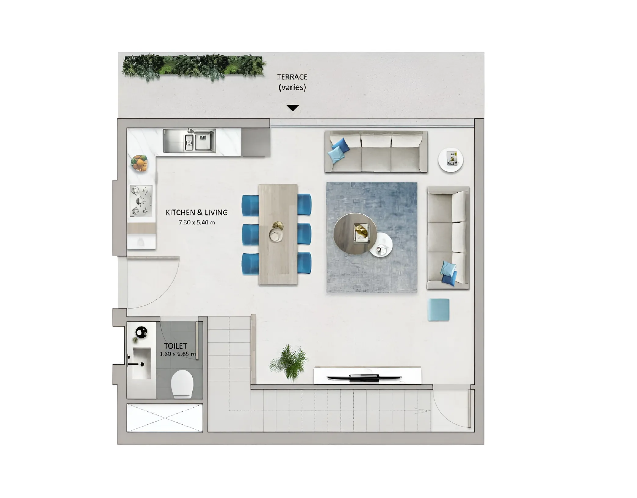 3 BR floor plan