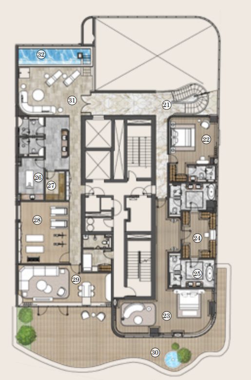 6 BR floor plan
