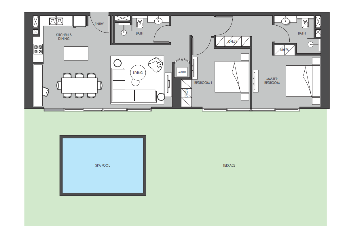 2 BR floor plan