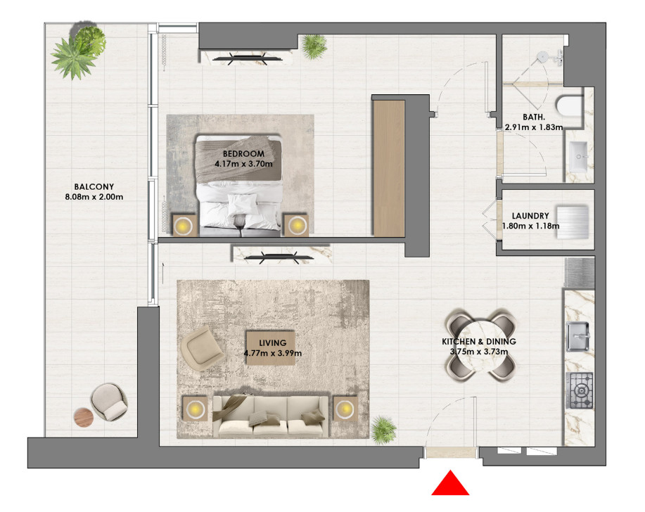 1 BR floor plan