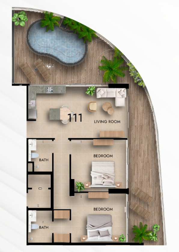 2 BR floor plan