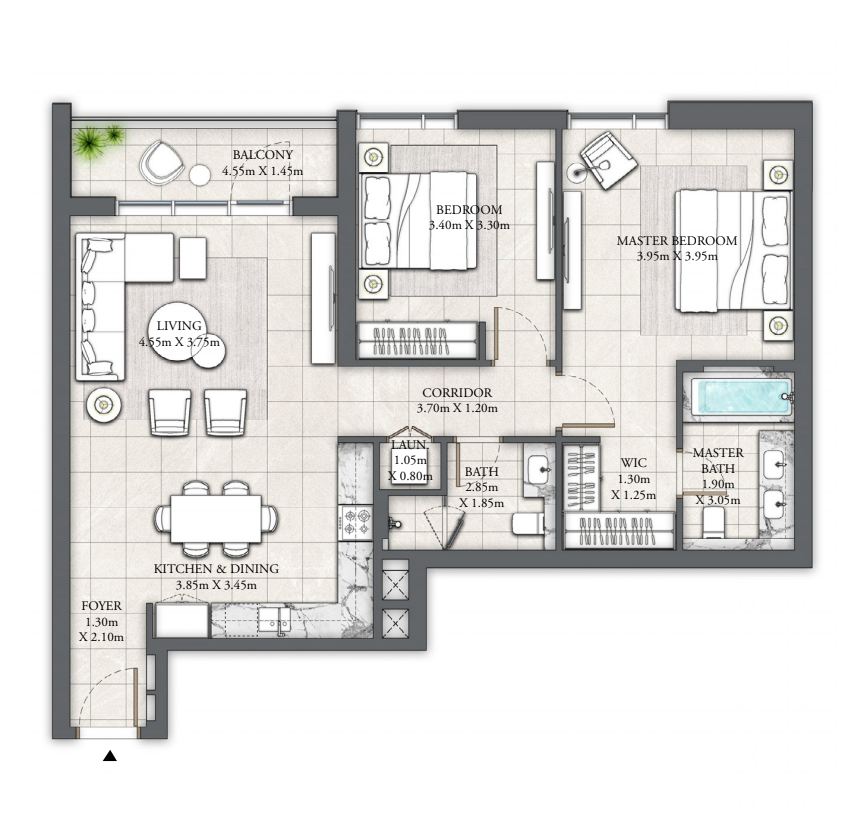 2 BR floor plan
