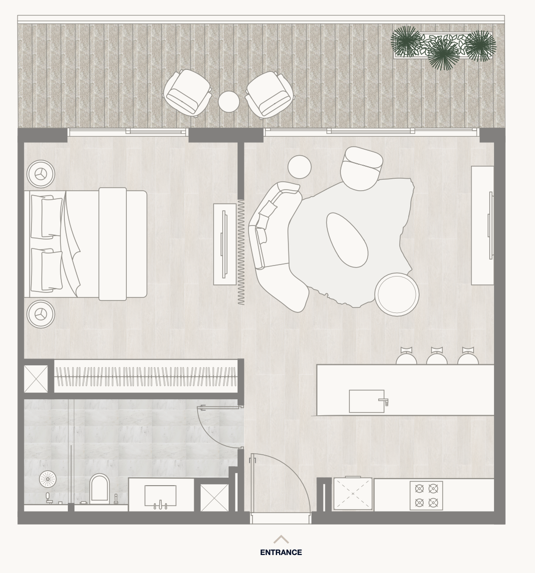 1 BR floor plan