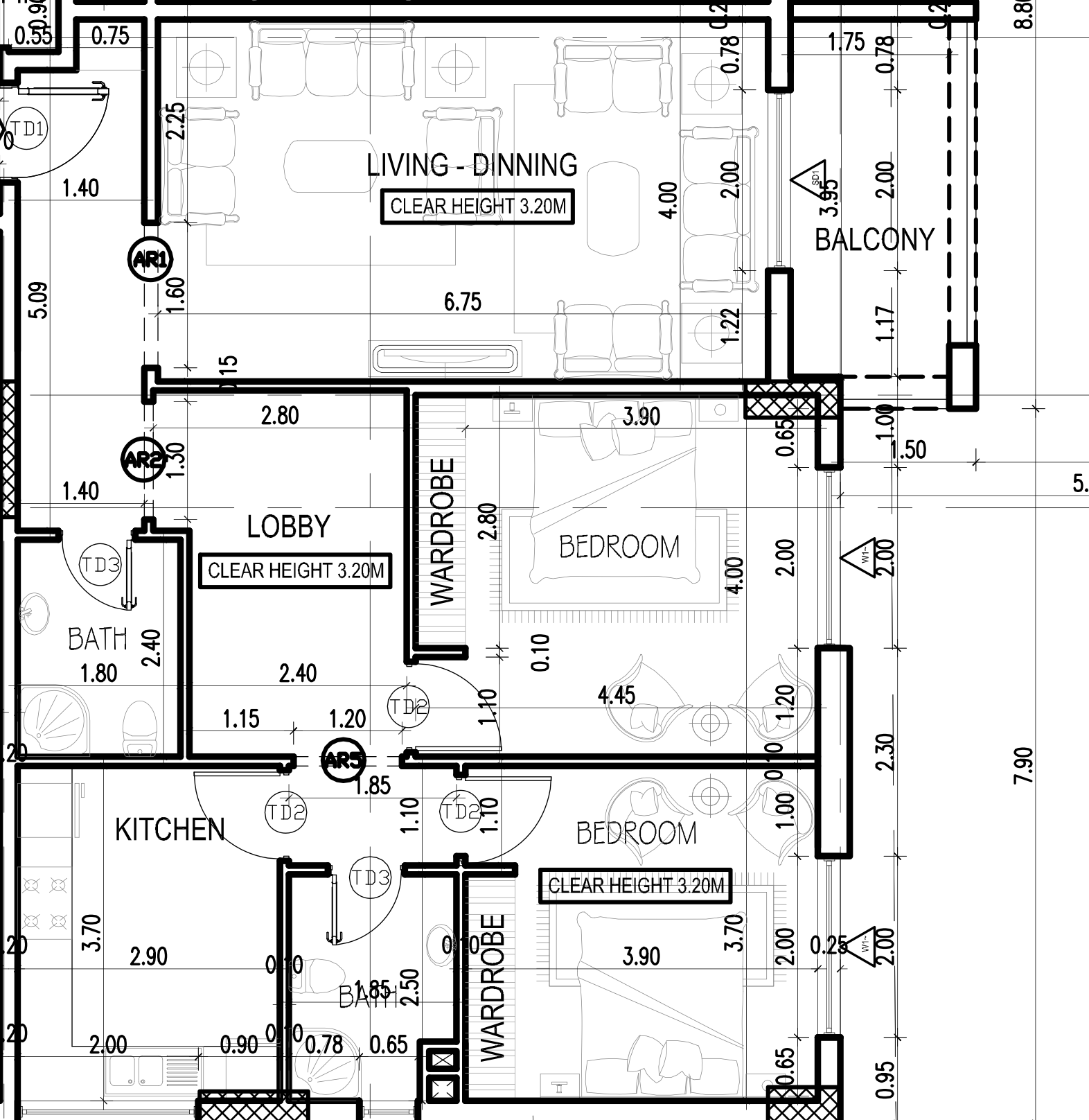 2 BR floor plan