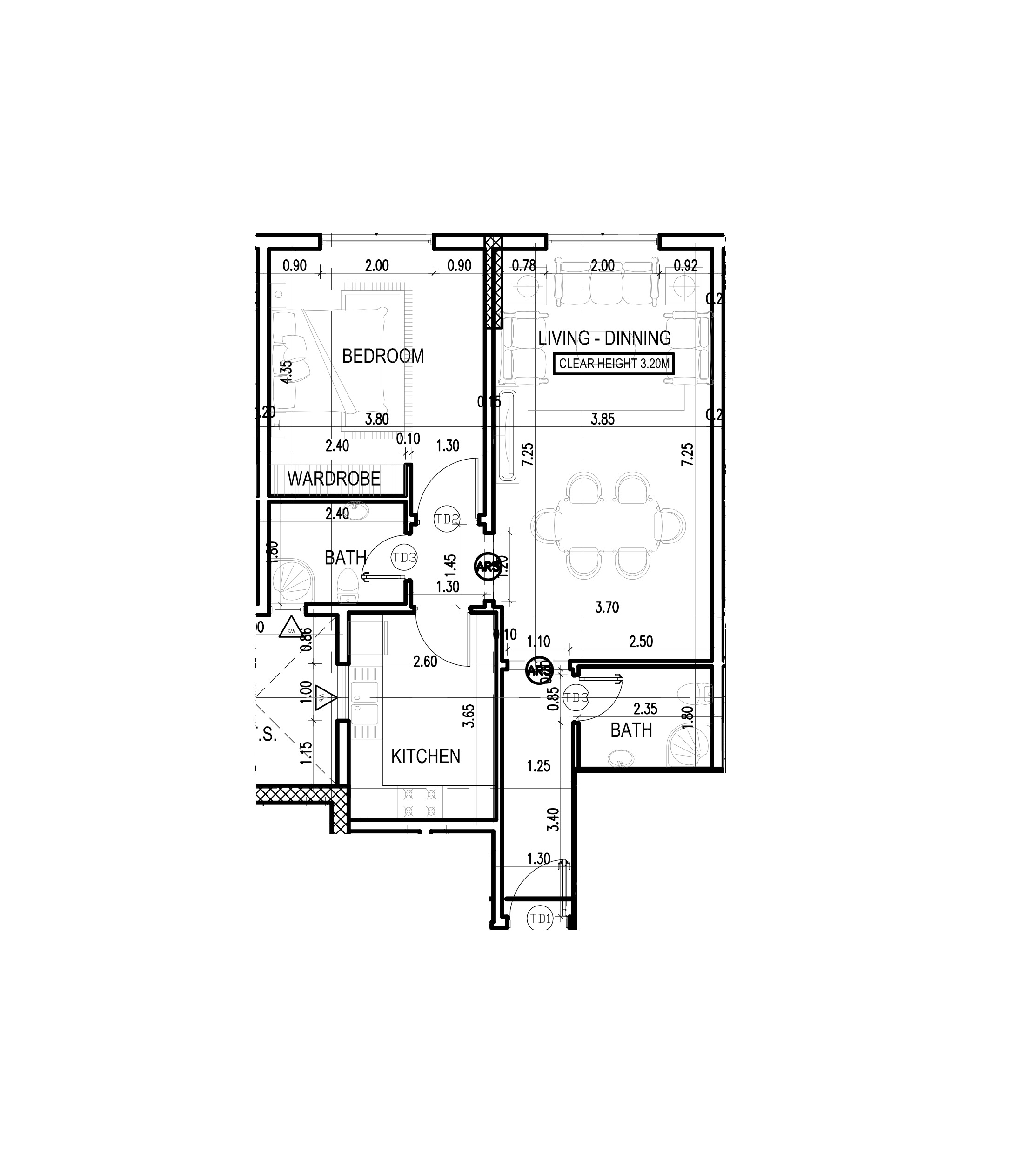 1 BR floor plan