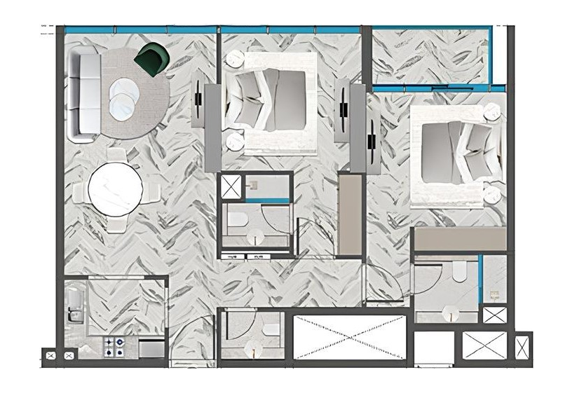 2 BR floor plan