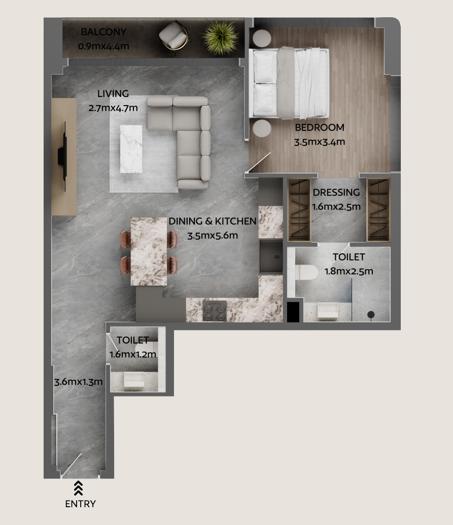 3 BR floor plan