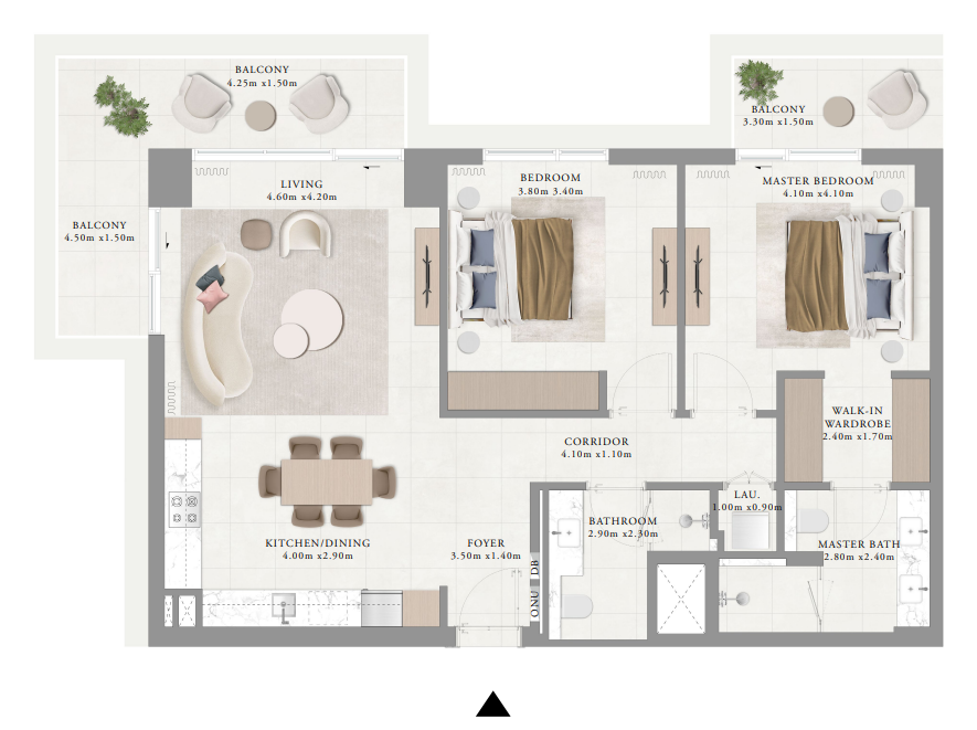2 BR floor plan