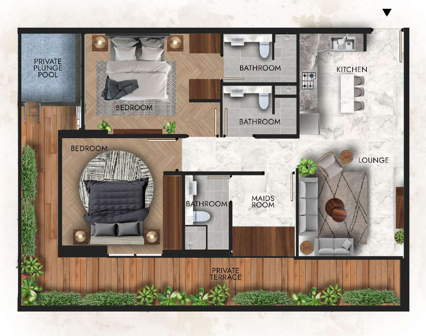 2 BR floor plan