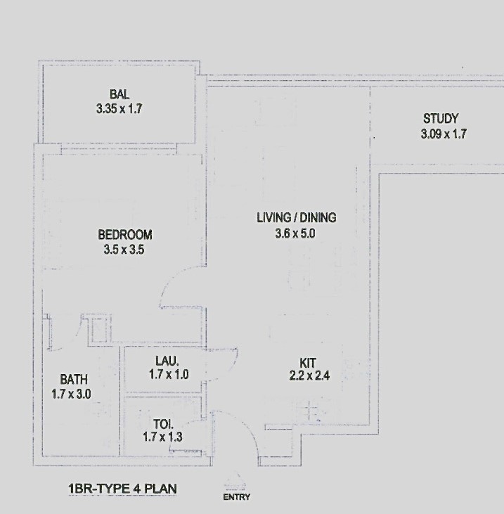1 BR floor plan