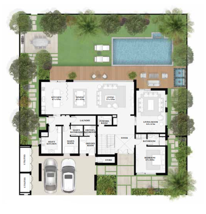 5 BR floor plan