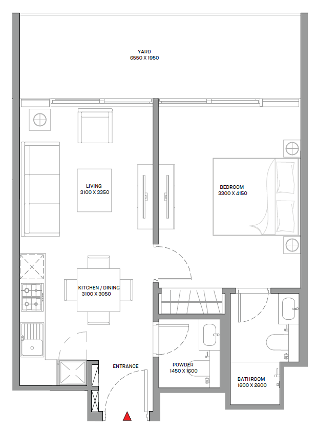 1 BR floor plan
