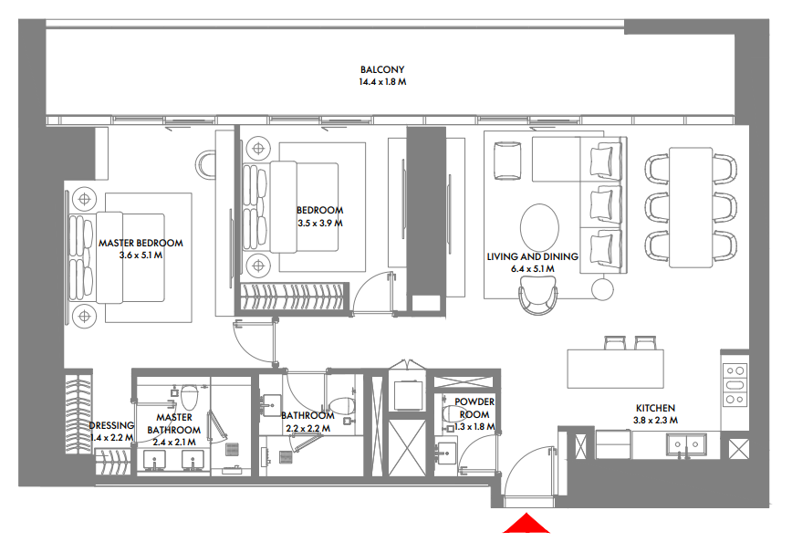 2 BR floor plan