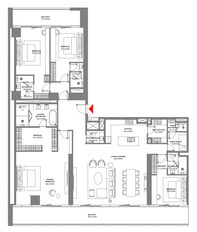 4 BR floor plan