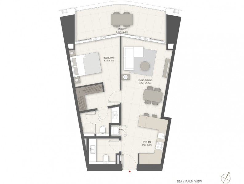 1 BR floor plan