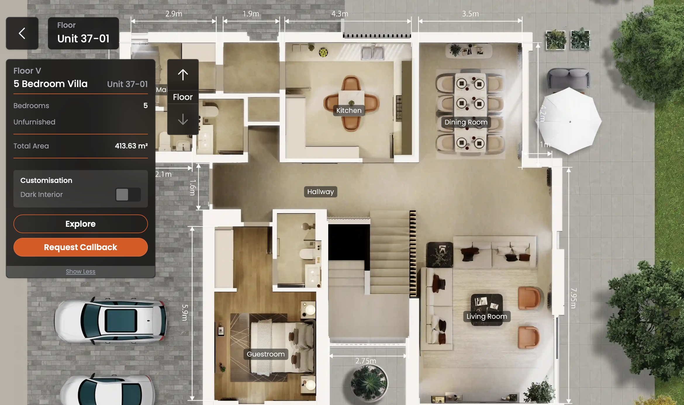 5 BR floor plan