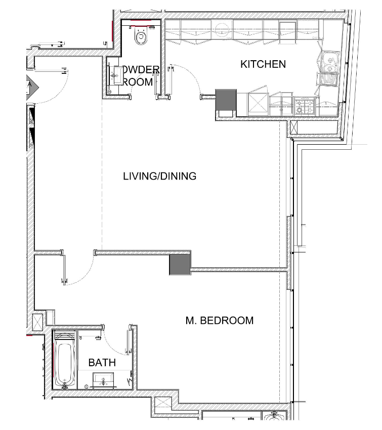 1 BR floor plan