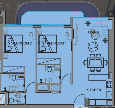 2 BR floor plan