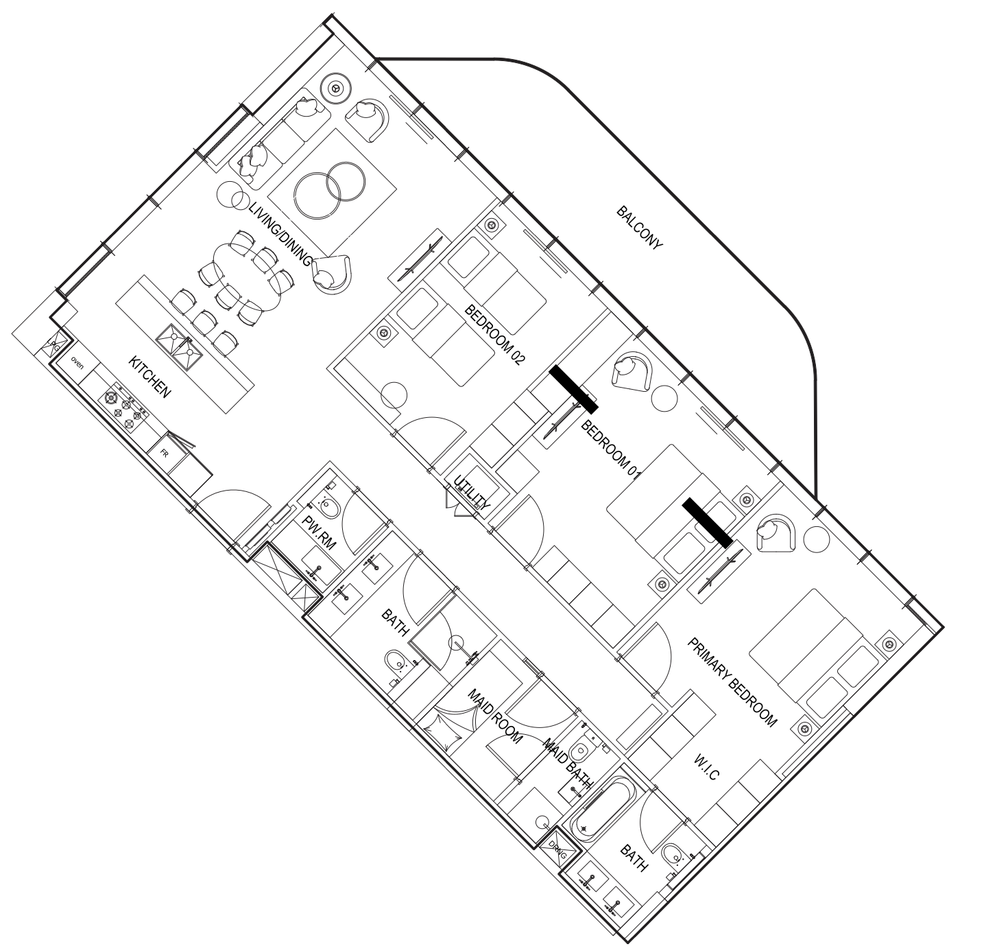 3 BR floor plan