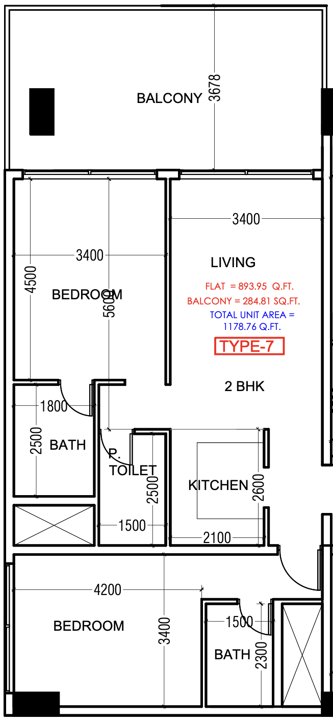 2 BR floor plan