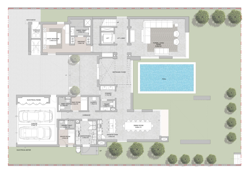 5 BR floor plan