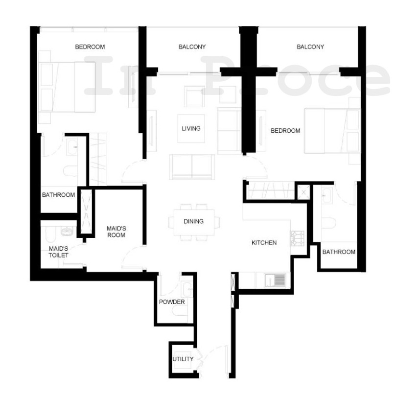 2 BR floor plan