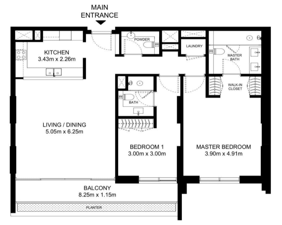 2 BR floor plan