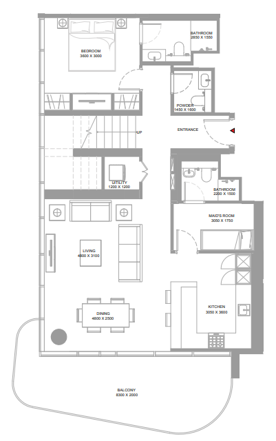 3 BR floor plan