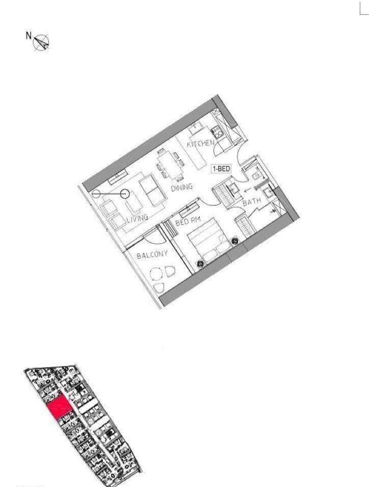 1 BR floor plan