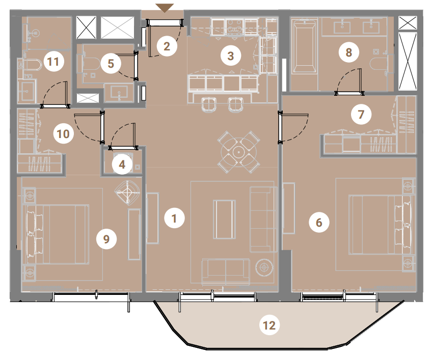 2 BR floor plan
