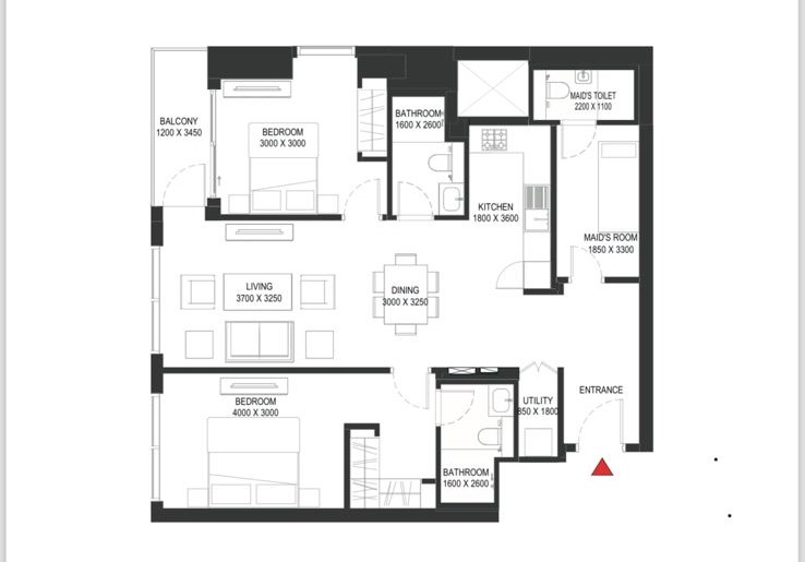2 BR floor plan