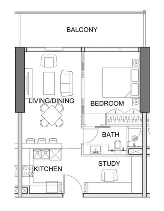 1 BR floor plan