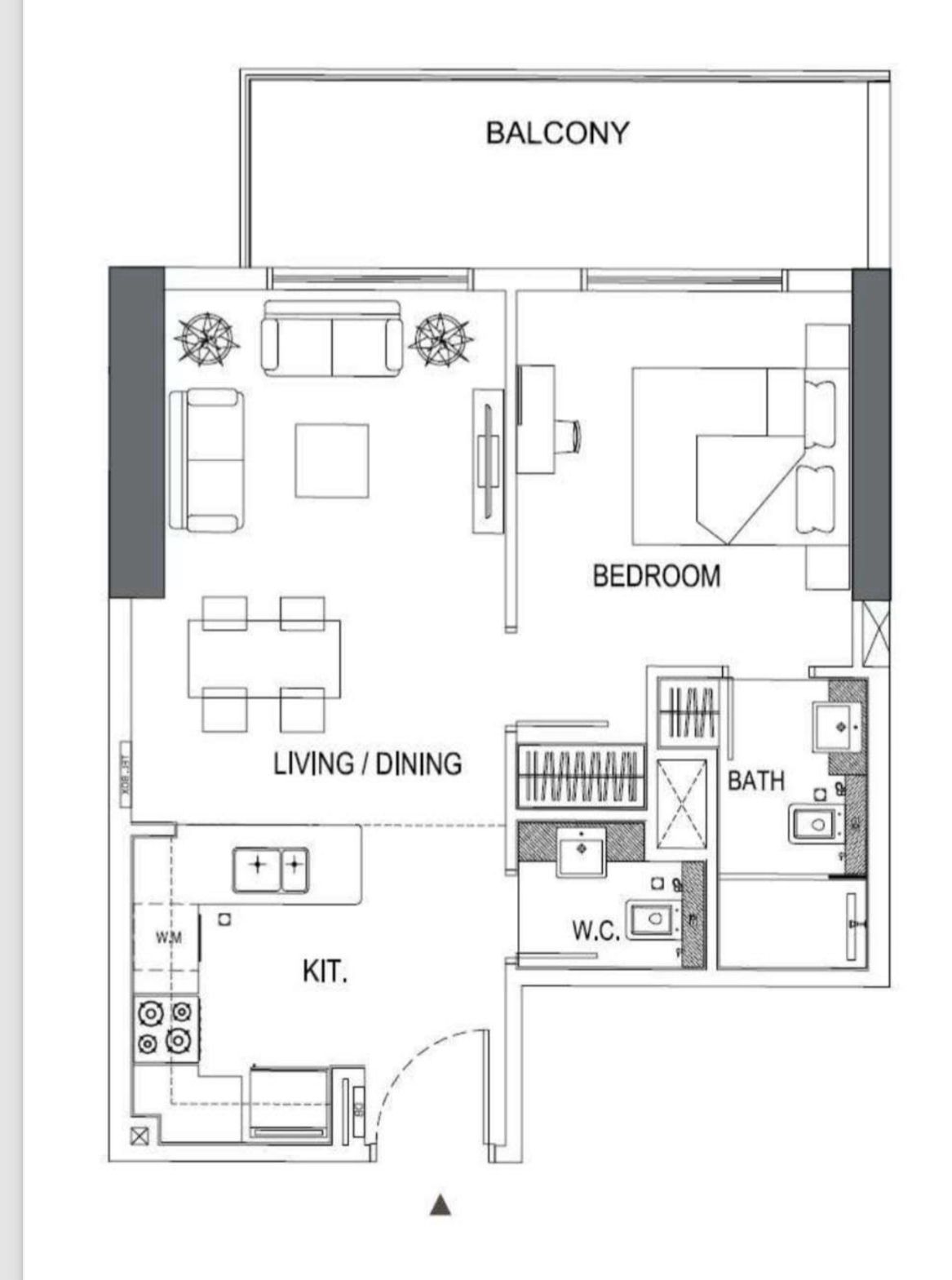 1 BR floor plan