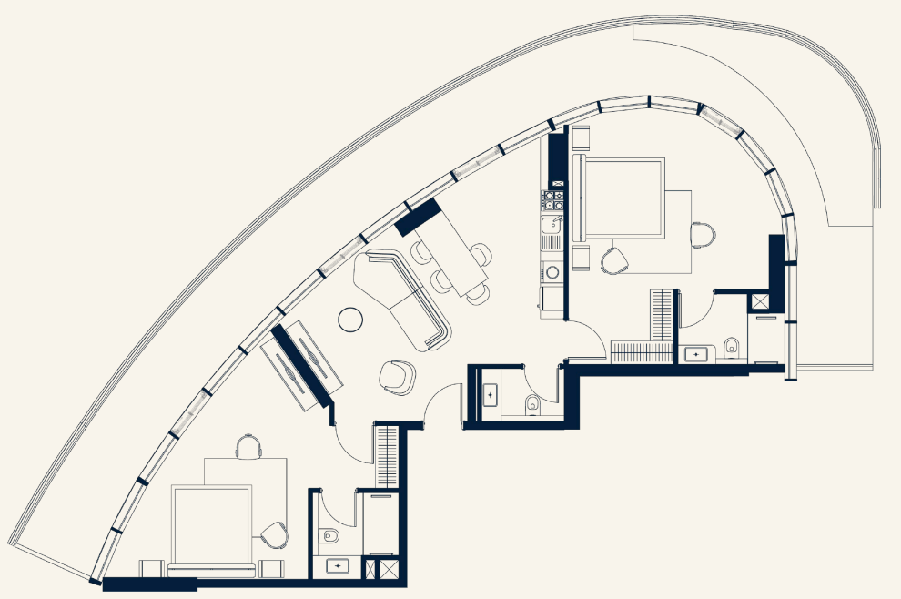2 BR floor plan