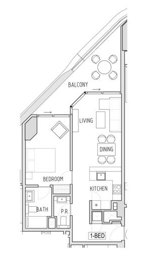 1 BR floor plan